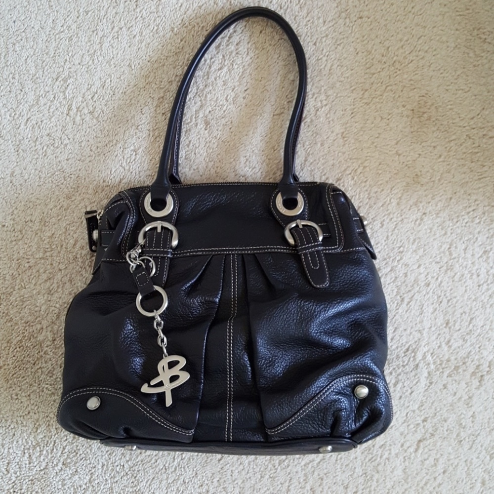 New B. Makowsky 100% Genuine Leather Black Tote